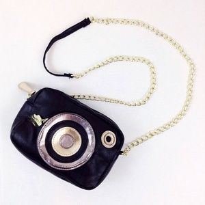 Luv Betsey | Black, Rose & Gold Camera Crossbody